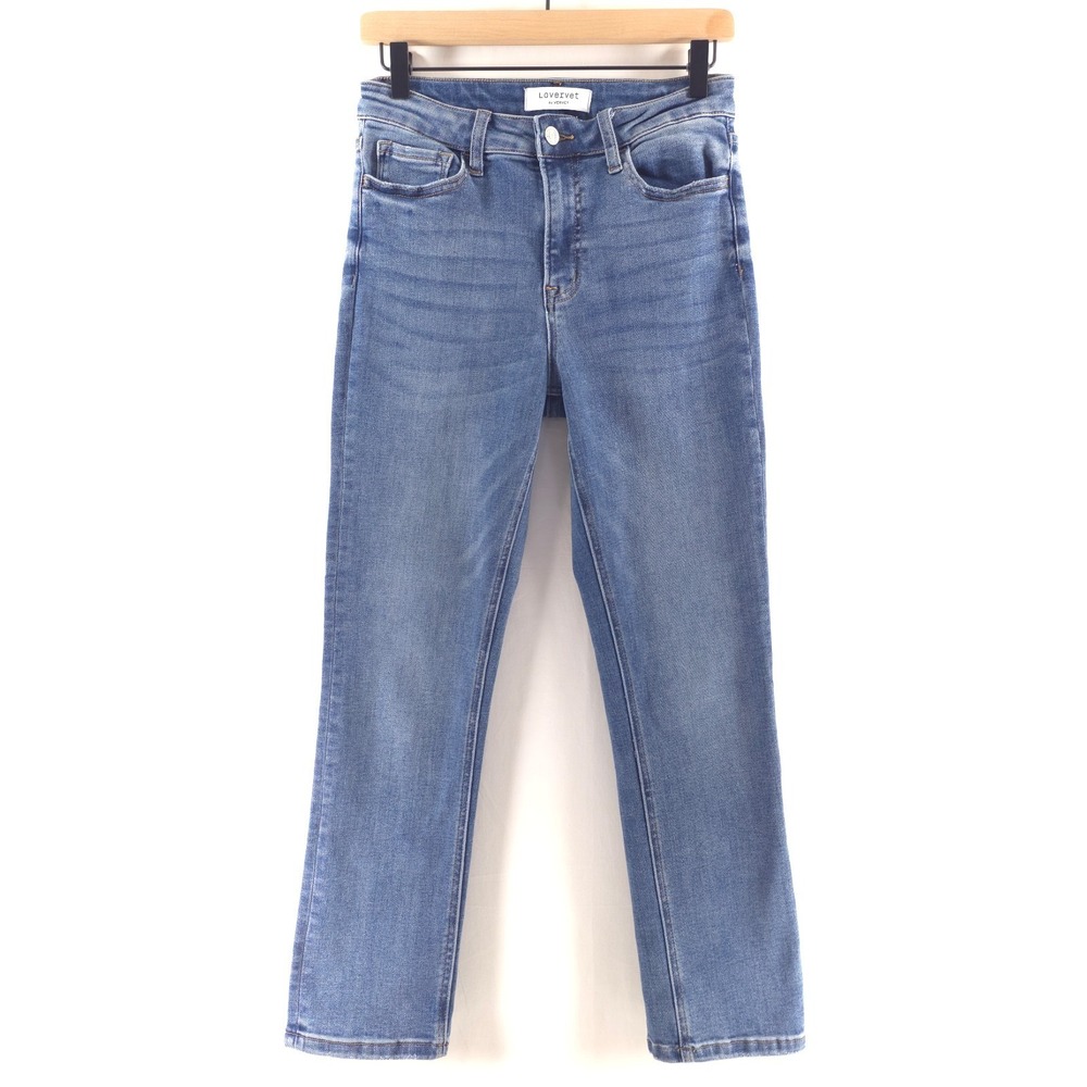 Lovervet Women Jeans‎ LV1035 28 Medium Blue High Rise Straight Leg Stretch